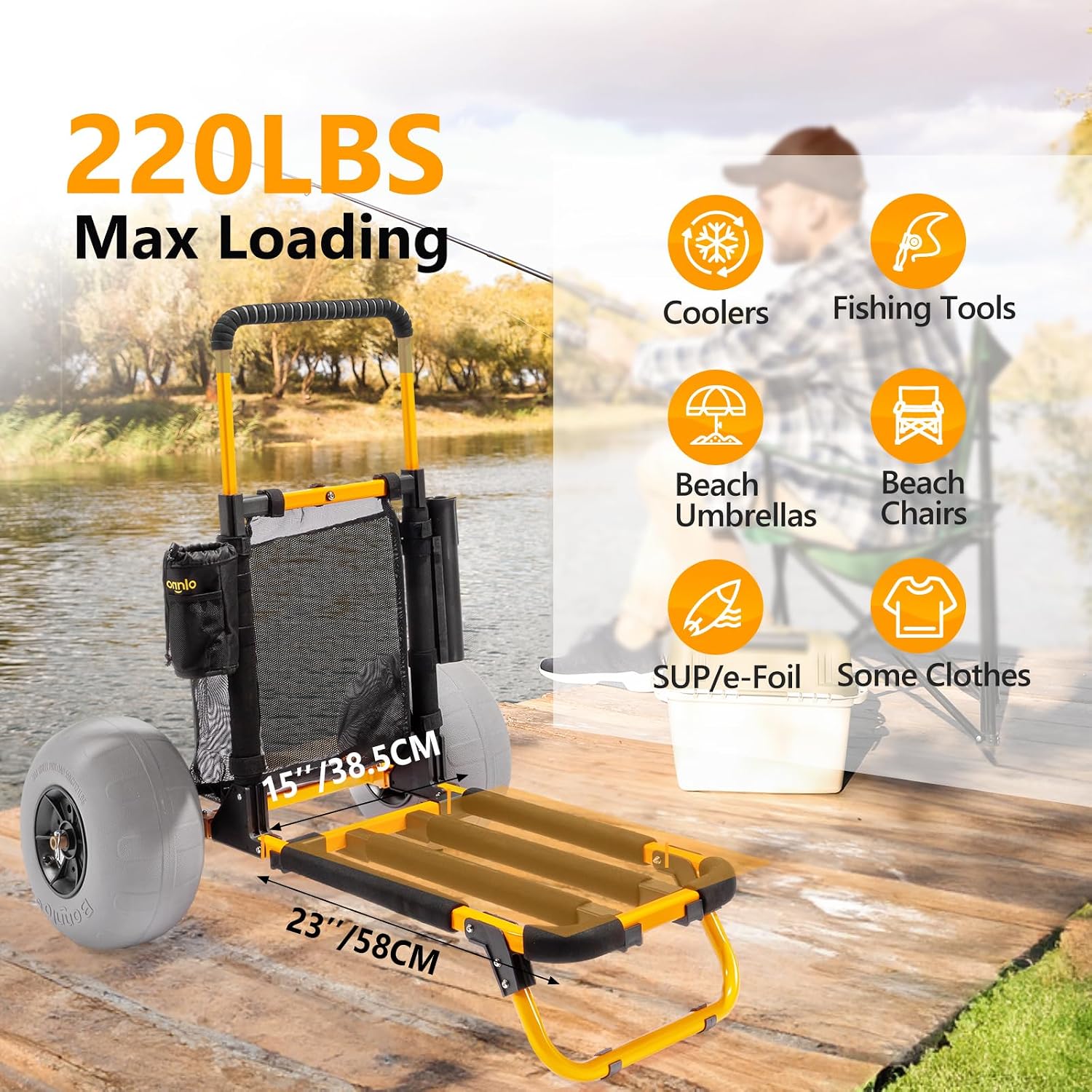 Chariot de plage Bonnlo, chari - Fishing Rod Holder avis et prix